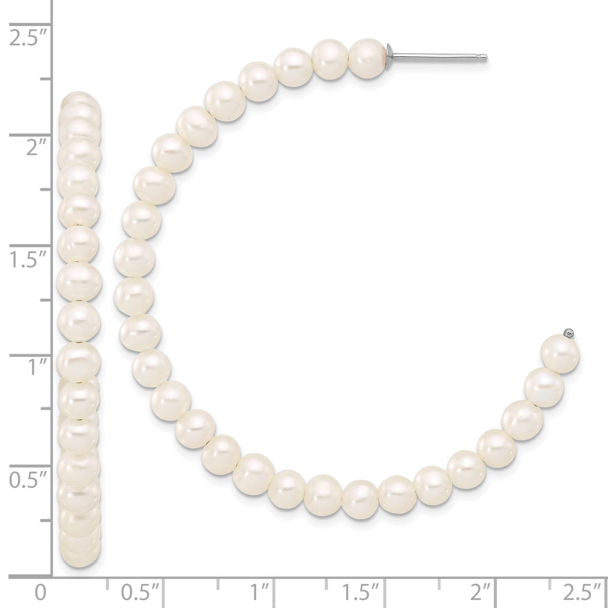 Sterling Silver Hoop Earrings with White Freshwater Cultured Pearls, Classic Formal Style