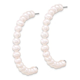 Sterling Silver Hoop Earrings with Natural Freshwater Pearls, Classic J-Hoop Design