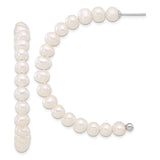 Sterling Silver Hoop Earrings with Natural Freshwater Pearls, Classic J-Hoop Design