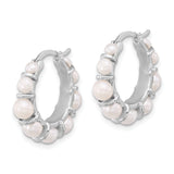 Sterling Silver Hoop Earrings with Freshwater Pearls, Modern Dangle Style for Women