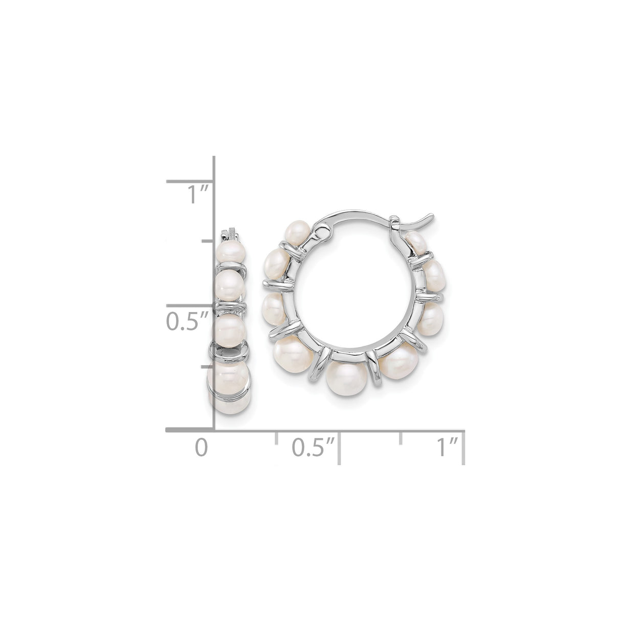 Sterling Silver Hoop Earrings with Freshwater Pearls, Modern Dangle Style for Women