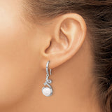 Sterling Silver Drop Earrings with Cultured Freshwater Pearls and Cubic Zirconia Swirl Design