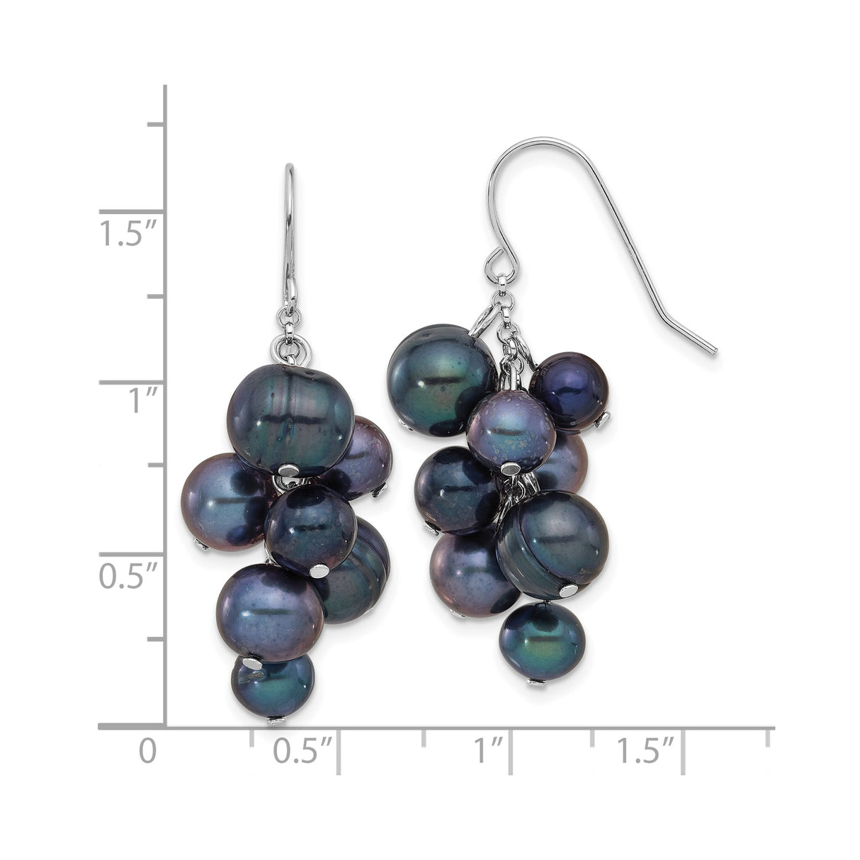 Sterling Silver Dangle Earrings with Black Freshwater Pearls, Modern Drop Design for Women