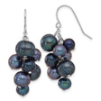 Sterling Silver Dangle Earrings with Black Freshwater Pearls, Modern Drop Design for Women
