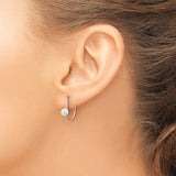 Sterling Silver Rose Gold Plated Hoop Earrings with White Cultured Pearls, Modern Minimalist Style
