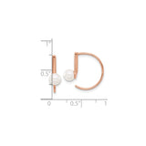 Sterling Silver Rose Gold Plated Hoop Earrings with White Cultured Pearls, Modern Minimalist Style