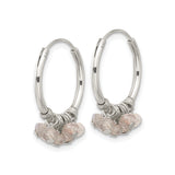 Sterling Silver Hoop Earrings with Labradorite, Wire Wrapped Boho Dangle Design