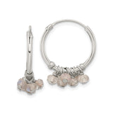 Sterling Silver Hoop Earrings with Labradorite, Wire Wrapped Boho Dangle Design