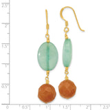 Sterling Silver Drop Earrings with Quartz and Aventurine, Boho Dangle Style for Women