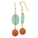 Sterling Silver Drop Earrings with Quartz and Aventurine, Boho Dangle Style for Women