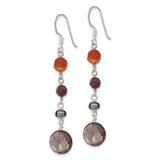 Sterling Silver Dangle Earrings with Carnelian and Jasper, Boho Drop Style for Women