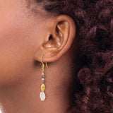 Sterling Silver Dangle Earrings with Pearl and Coral, Boho Modern Handmade Look