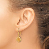 Sterling Silver Dangle Earrings with Round Aventurine in Gold Plated Bezel Setting, Boho Style