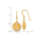 Sterling Silver Dangle Earrings with Round Aventurine in Gold Plated Bezel Setting, Boho Style