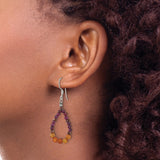 Sterling Silver Dangle Earrings with Hematite and Carnelian Beads, Boho Teardrop Style for Women