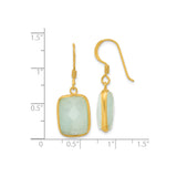 Sterling Silver Drop Earrings with Amazonite, Rectangular Faceted Modern Minimal Design