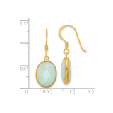 Sterling Silver Dangle Earrings with Oval Amazonite in Bezel Setting, Minimalist Long Drop Design