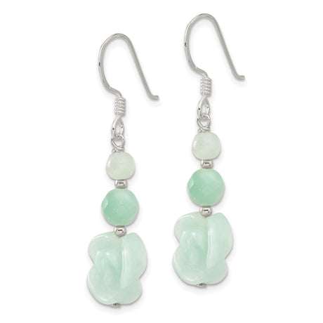 Sterling Silver Dangle Earrings with Amazonite, Rose and Butterfly Design, Boho Botanical Style