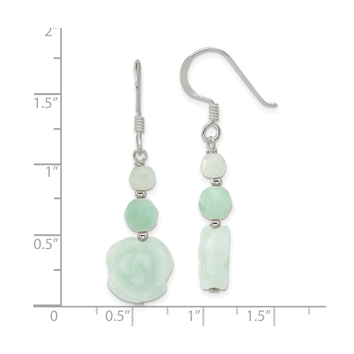 Sterling Silver Dangle Earrings with Amazonite, Rose and Butterfly Design, Boho Botanical Style