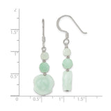 Sterling Silver Dangle Earrings with Amazonite, Rose and Butterfly Design, Boho Botanical Style