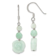 Sterling Silver Dangle Earrings with Amazonite, Rose and Butterfly Design, Boho Botanical Style