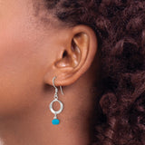 Sterling Silver Dangle Earrings with Reconstructed Magnesite, Hammered Boho Style
