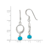 Sterling Silver Dangle Earrings with Reconstructed Magnesite, Hammered Boho Style