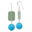 Sterling Silver Dangle Earrings with Aventurine and Turquoise, Minimalist Boho Style