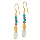 Sterling Silver Dangle Earrings with Turquoise, Black Beads, and Bohemian Drop Design