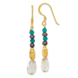 Sterling Silver Dangle Earrings with Turquoise, Black Beads, and Bohemian Drop Design
