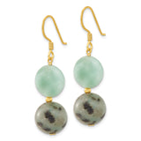 Sterling Silver Dangle Earrings with Amazonite and Jasper, Lightweight Boho Chic Style