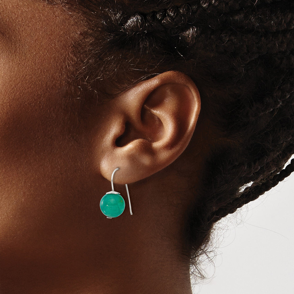 Sterling Silver Dangle Earrings with Green Aventurine Beads, Floral Cap, Boho Style