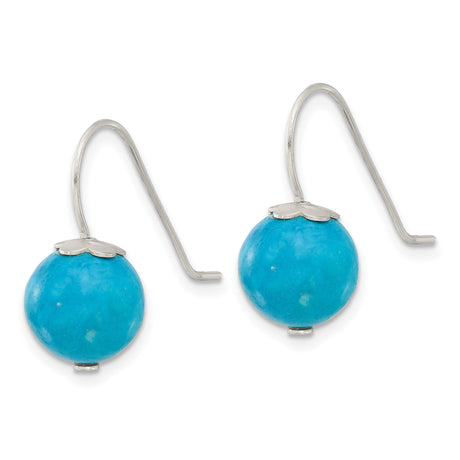 Sterling Silver Dangle Earrings with Reconstructed Magnesite, Floral Cap, Boho Chic Style