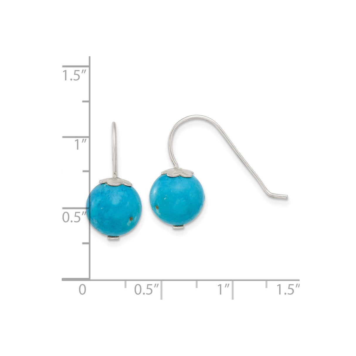 Sterling Silver Dangle Earrings with Reconstructed Magnesite, Floral Cap, Boho Chic Style