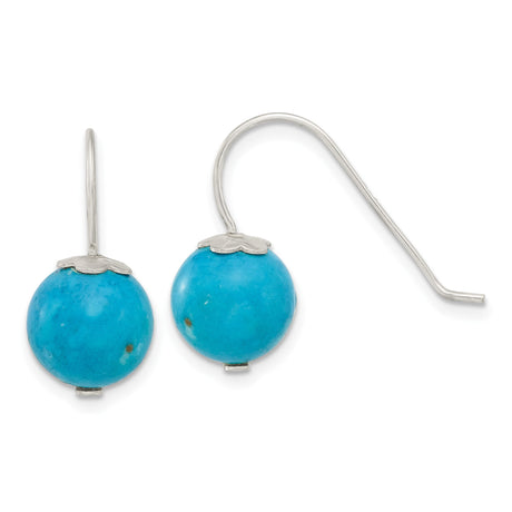 Sterling Silver Dangle Earrings with Reconstructed Magnesite, Floral Cap, Boho Chic Style