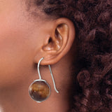 Sterling Silver Dangle Earrings with Tiger Eye Gemstone, Handmade Boho Spiritual Jewelry for Women
