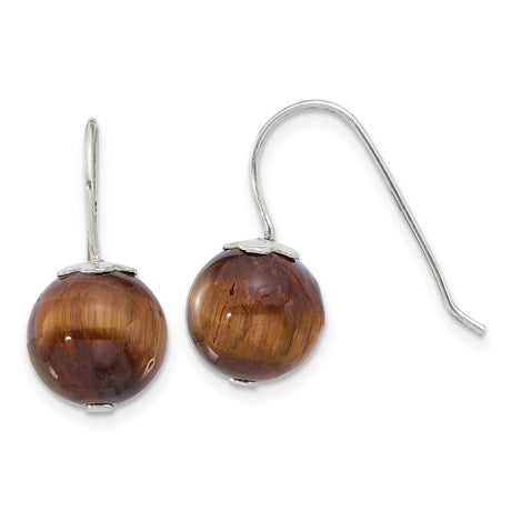Sterling Silver Dangle Earrings with Tiger Eye Gemstone, Handmade Boho Spiritual Jewelry for Women