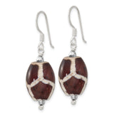Sterling Silver Dangle Earrings with Agate and Crystal, Boho Style Handmade Jewelry for Women