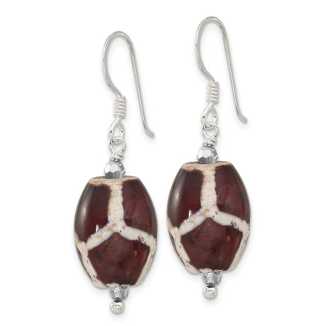 Sterling Silver Dangle Earrings with Agate and Crystal, Boho Style Handmade Jewelry for Women