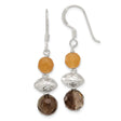 Sterling Silver Dangle Earrings with Smoky Quartz and Aventurine, Boho Handmade Style