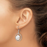Sterling Silver Dangle Earrings with Natural Freshwater Coin Pearls, Open Hoop Design