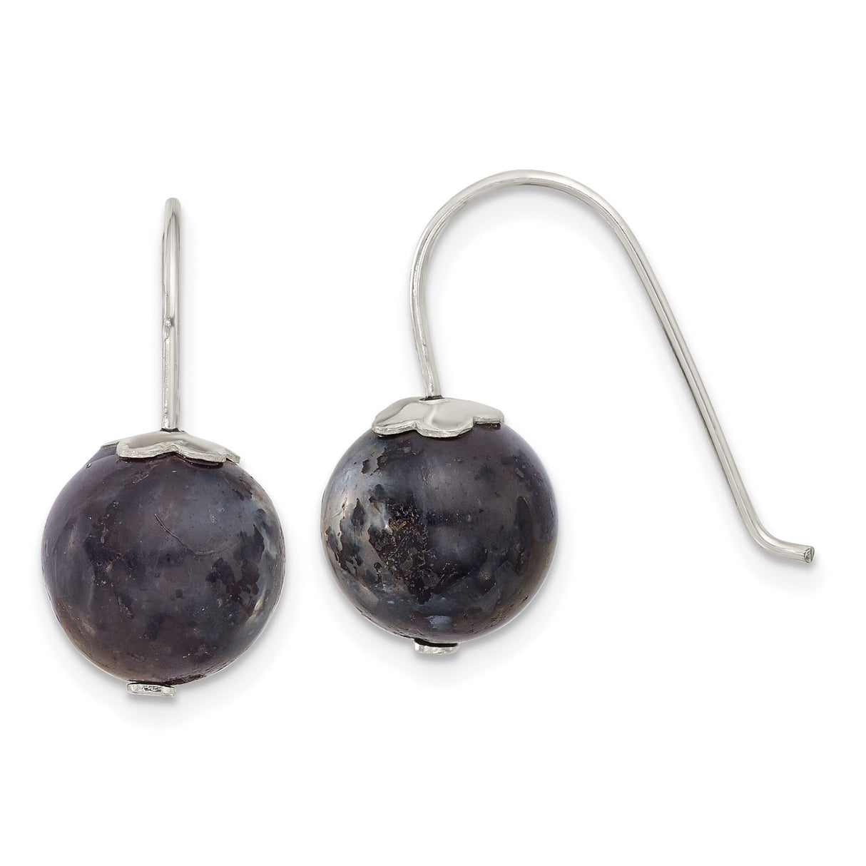 Sterling Silver Drop Earrings with Labradorite, Boho Minimalist Dangle Design for Women