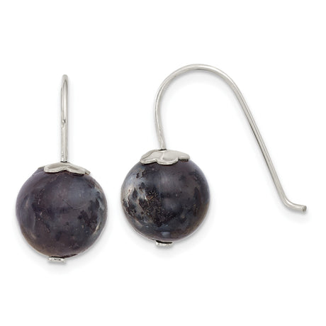 Sterling Silver Drop Earrings with Labradorite, Boho Minimalist Dangle Design for Women