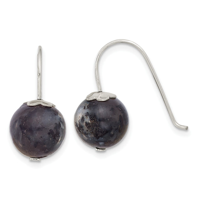 Sterling Silver Drop Earrings with Labradorite, Boho Minimalist Dangle Design for Women