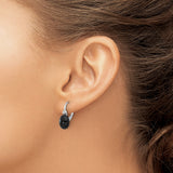 Sterling Silver Drop Earrings with Black Onyx and White Topaz, Minimalist Leverback Design