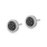 Sterling Silver Spinel Cluster Stud Earrings Rope Border