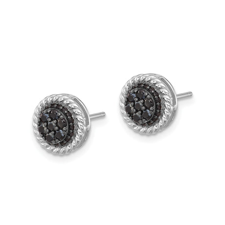 Sterling Silver Spinel Cluster Stud Earrings Rope Border