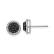 Sterling Silver Stud Earrings with Round Black Spinel Cluster and Rope Border, Modern Silver Jewelry for Women, Elegant Statement Studs for Everyday Wear, Minimalist Fashion-Forward Design