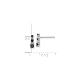 Sterling Silver Stud Earrings with Vertical Black Spinel and White Sapphire Design