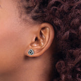 Sterling Silver Infinity Knot Stud Earrings Black Crystal